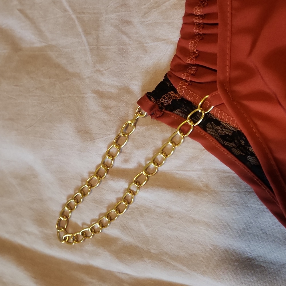 Eunishop High Low Dress w/ Gold Chain Straps - Picture 8 of 14